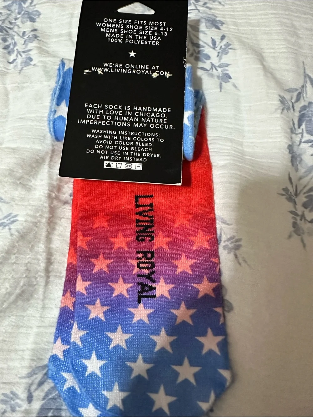 Living Royal Hillary Novelty Red & Blue Patterned Socks